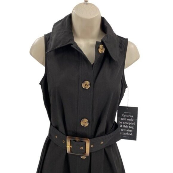 Tuckernuck NEW Black Sleeveless Button Down Chamberlin Shirt Midi Dress Size M - Picture 6 of 11